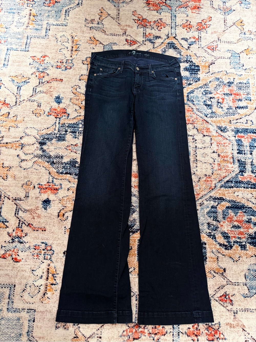 7 For All Mankind Dark Blue Wide Leg Jeans